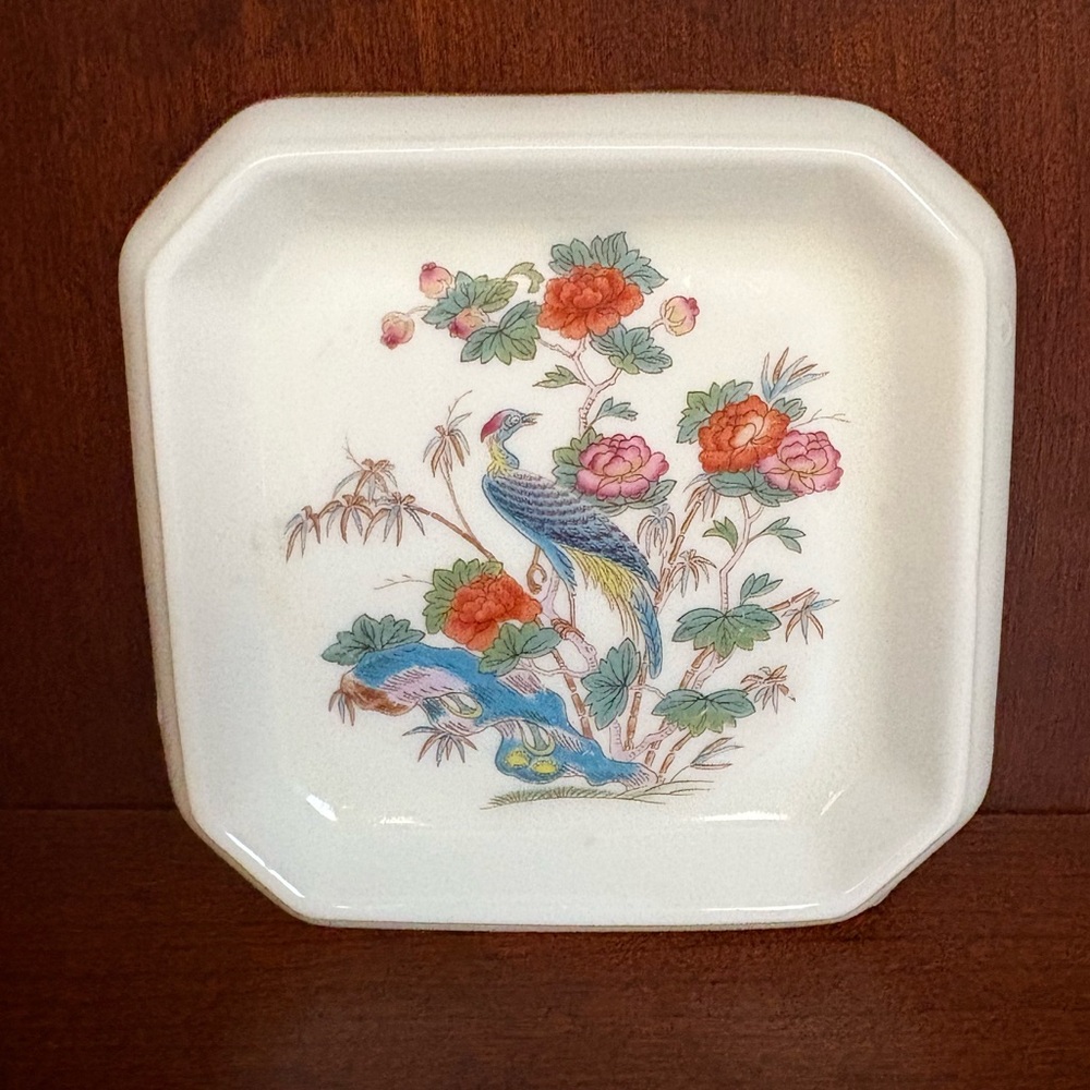 Wedgwood Kutani Crane Bone China with Gold Accents Square Trinket Dish❣️